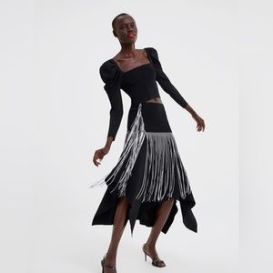 Zara MIDI Fringe Skirt